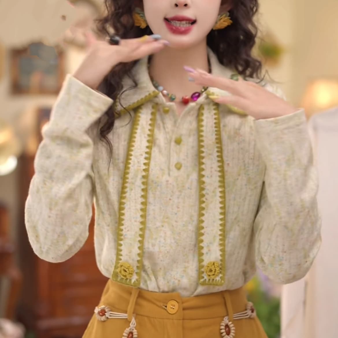꽃 송이 레트로 항구 바람 봄 새로운 셔츠 품격 디자인 센스 맨위 상세 이미지 7
