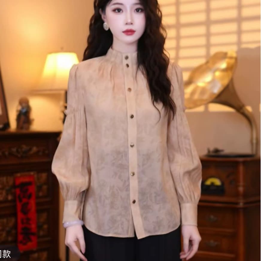 2 색 중간 수준 구름 그림자 홍콩 느낌 레트로 디자인 센스 품격 봄 가을 긴팔 맨위 이미지 4