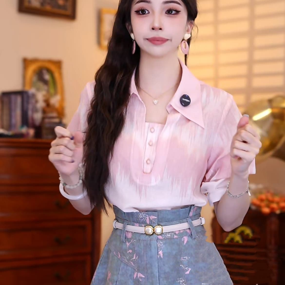 폭발 주스 복숭아 홍콩 느낌 레트로 패션 품격 맨위 상세 이미지 8