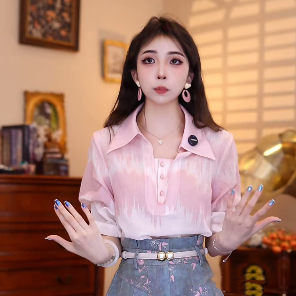폭발 주스 복숭아 홍콩 느낌 레트로 패션 품격 맨위 상세 이미지 11