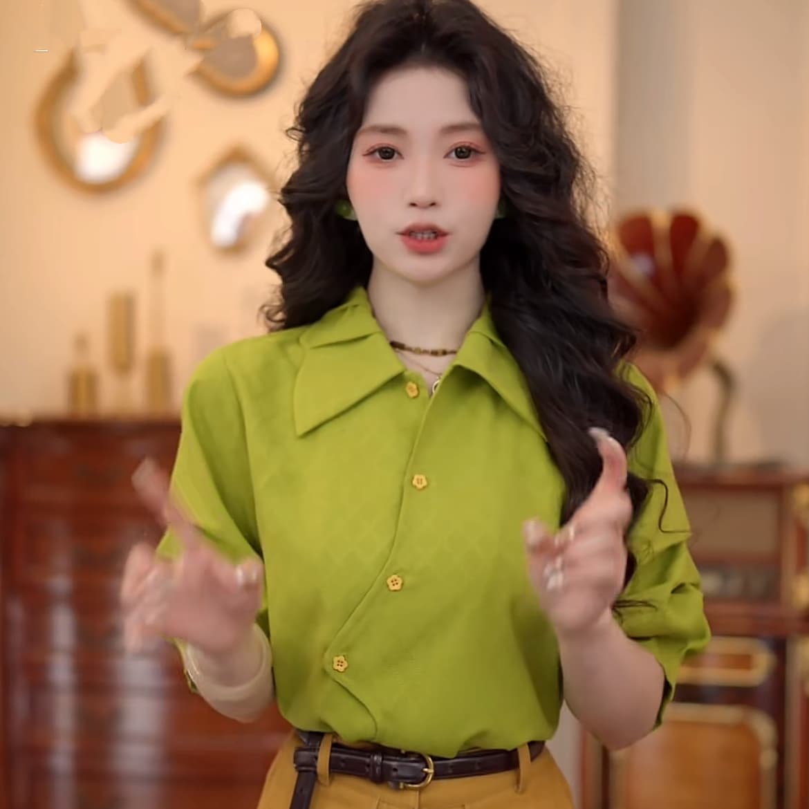 4 색 유키 안 스택 그늘 봄 여름 반팔 맨위 품격 새로운 다용도 작은 대중 셔츠 데님 반신 스커트 상세 이미지 24