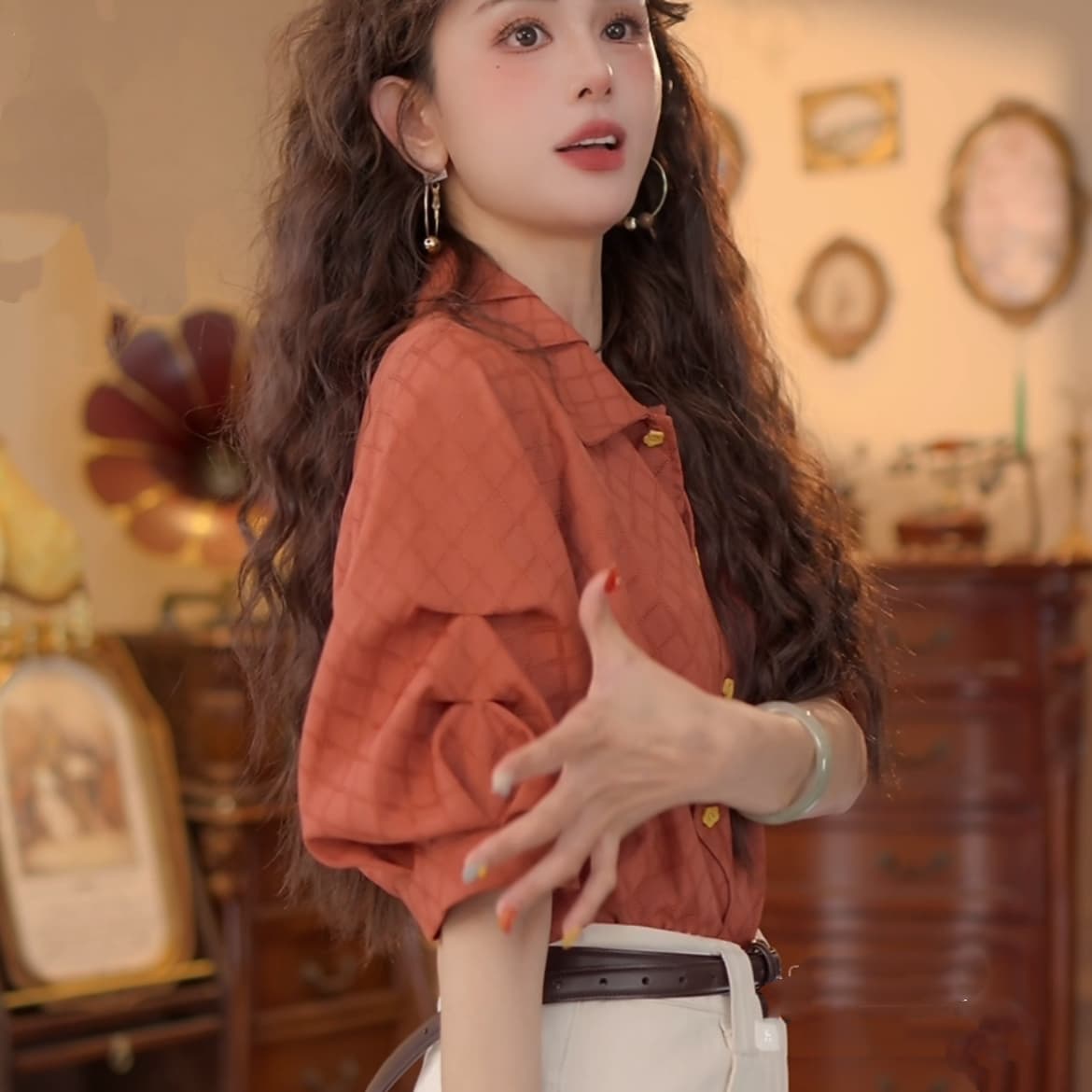 4 색 유키 안 스택 그늘 봄 여름 반팔 맨위 품격 새로운 다용도 작은 대중 셔츠 데님 반신 스커트 상세 이미지 11