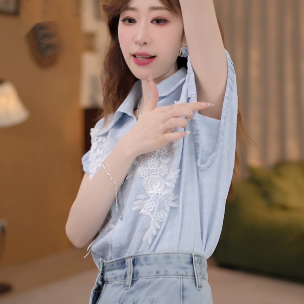 얕은 여름 꽃 레트로 항구 바람 여름 새로운 패션 자카드 다용도 반팔 셔츠 상세 이미지 18