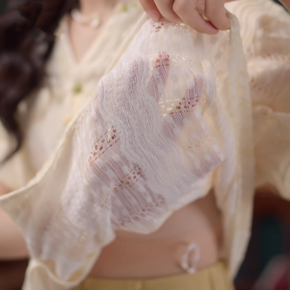 2 색 연기 루오 비 부드러운 셔츠 캐주얼 다용도 반팔 여성 셔츠 여름 맨위 상세 이미지 9