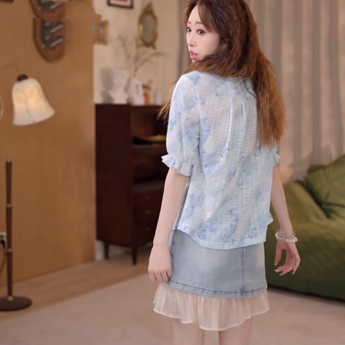 비바람 ~까지 레트로 패치워크 셔츠 문예 슬림해 보이는 새로운 작은 대중 셔츠 상세 이미지 5
