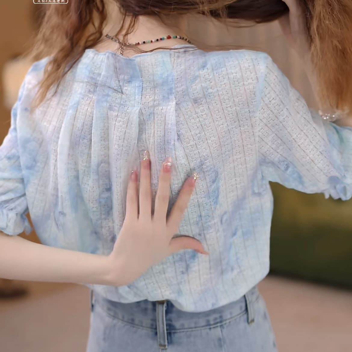 비바람 ~까지 레트로 패치워크 셔츠 문예 슬림해 보이는 새로운 작은 대중 셔츠 상세 이미지 9