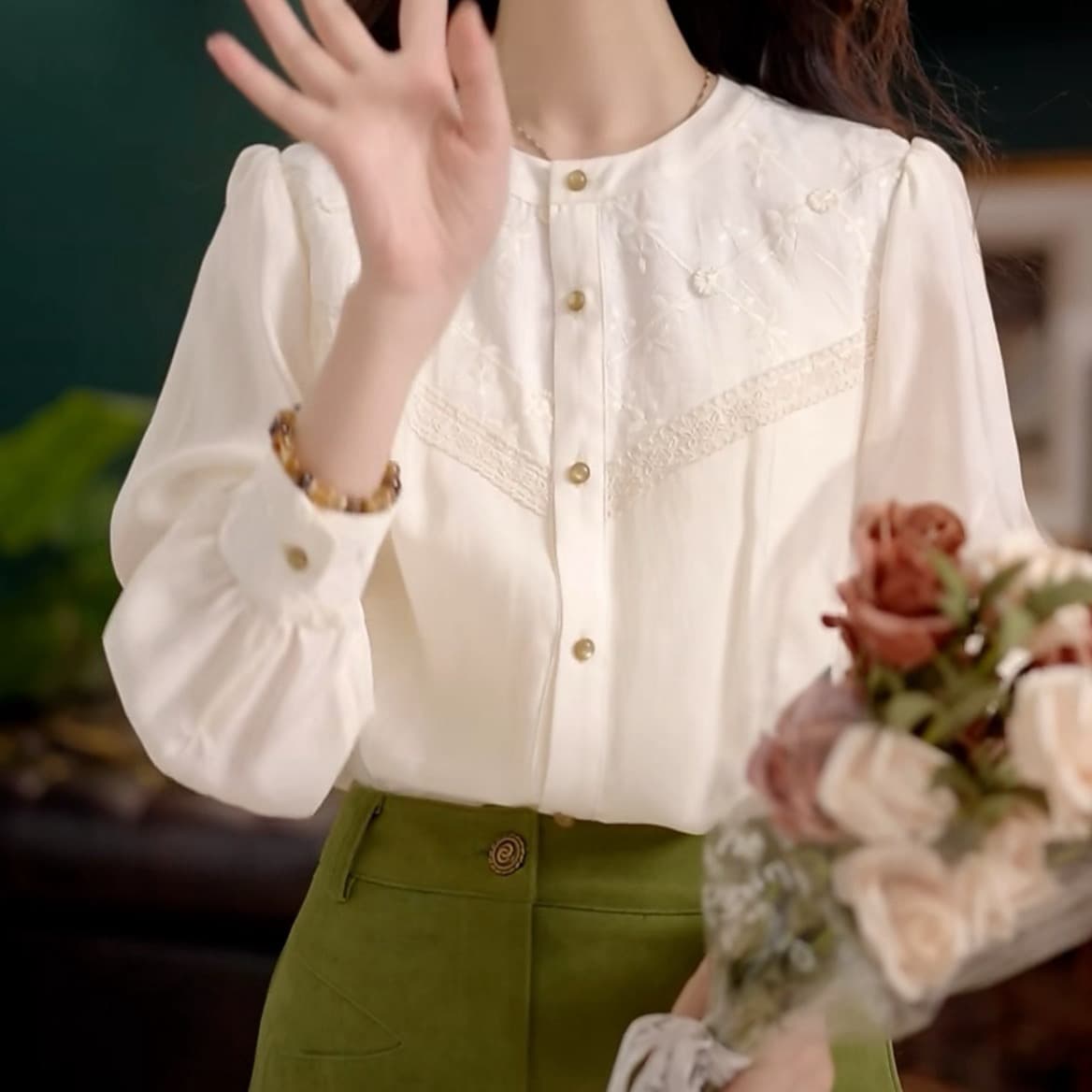 하트 비트 항구 바람 레트로 셔츠 루즈핏 슬림해 보이는 셔츠 맨위 상세 이미지 1