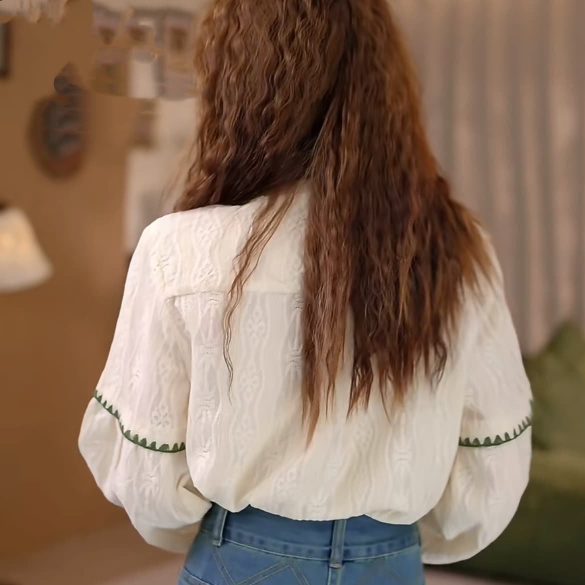 작은 태양 레트로 질감 센스 디자인 센스 긴팔 가을 루즈핏 다용도 셔츠 긴 바지 이미지 6