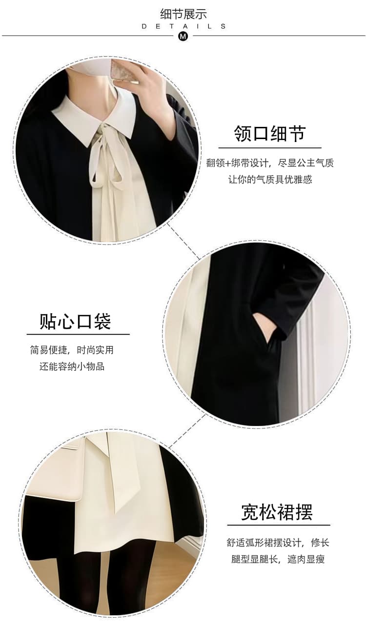 지금 huo 봄 드레스 페이크 레이어드 루즈핏 외국 가스 확실하지 않음 임신 한 출산 착용 드레스 패치워크 임산부 새로운 출산 착용 상세 이미지 7