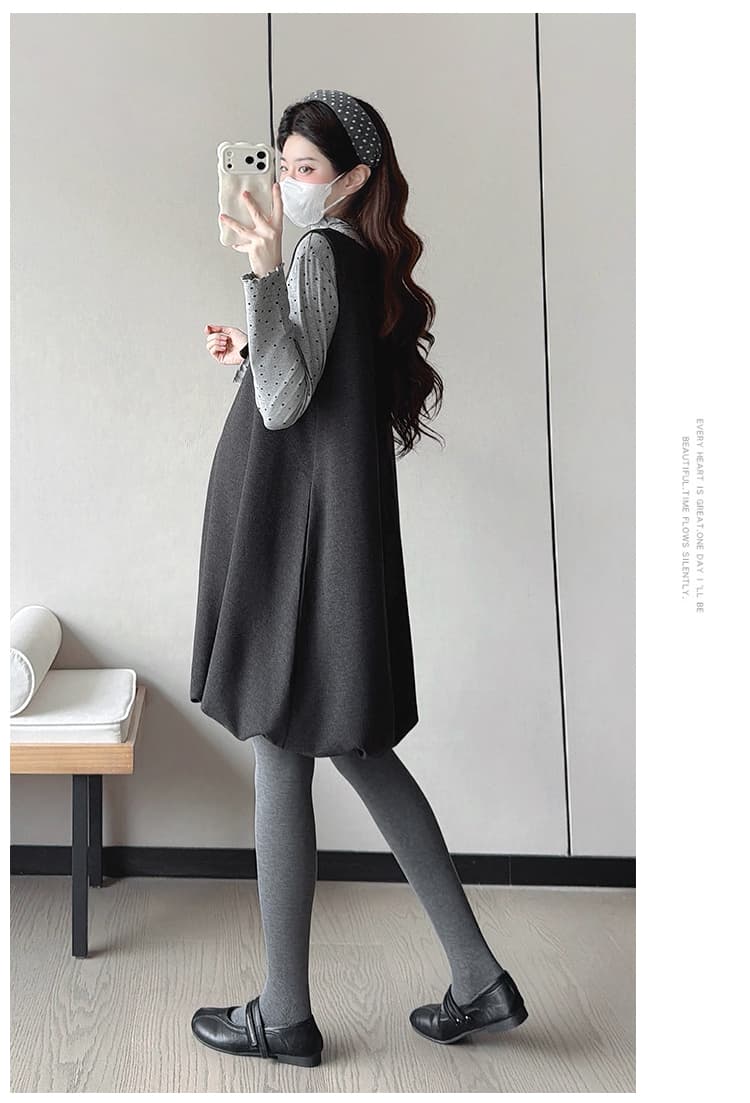 실사 가을 겨울 임산부 패션 루즈핏 꽃밭 치마 빅 사이즈 표지 배 슬림해 보이는 임신 중후반 달콤함 임신 엄마 세트 상세 이미지 15