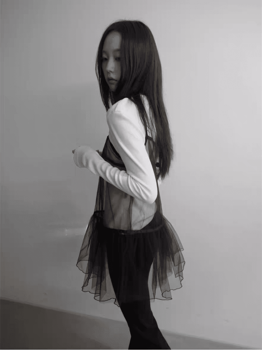 동대문 새로운 디자이너 섹션 망사 V넥 슬립 맨위 여성 상세 이미지 9