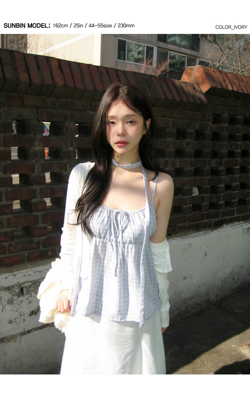 2026 가을 새로운 한 부서 분위기 센스 체크무늬 체크무늬 달콤한 자매 캐미솔 튜브탑 맨위 상세 이미지 1