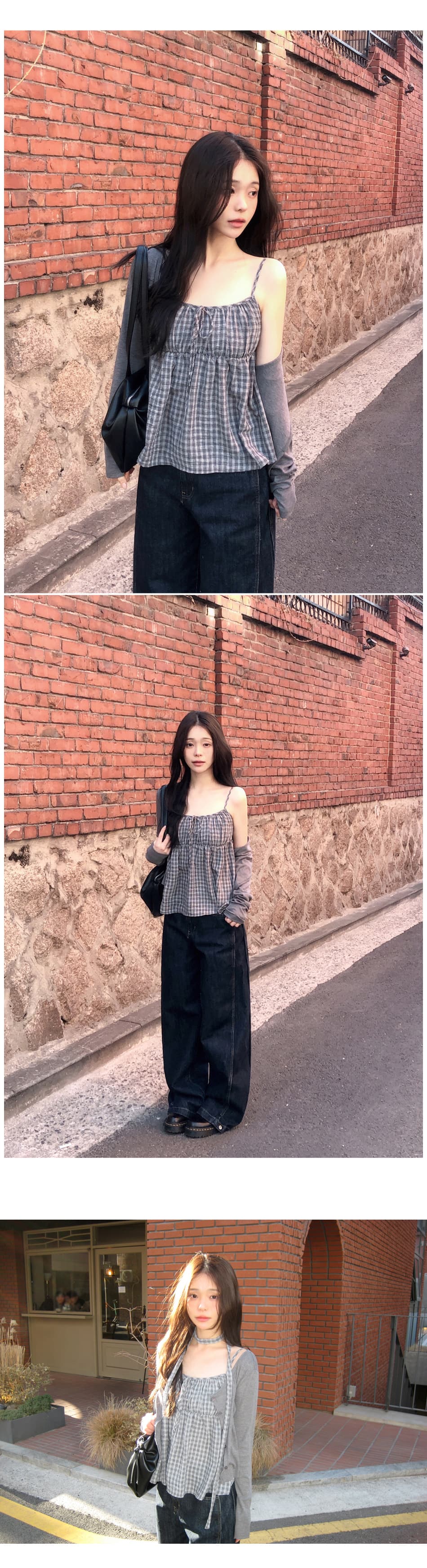 2026 가을 새로운 한 부서 분위기 센스 체크무늬 체크무늬 달콤한 자매 캐미솔 튜브탑 맨위 상세 이미지 8