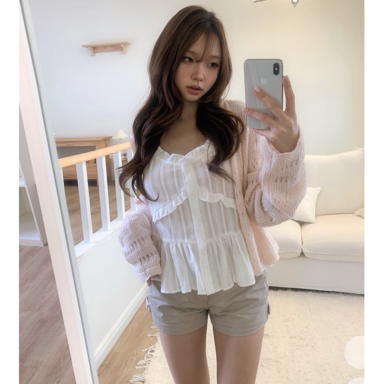 2026 새로운 레트로 주름 질감 부서 버클 레이스 슬립 셔츠 이미지 3