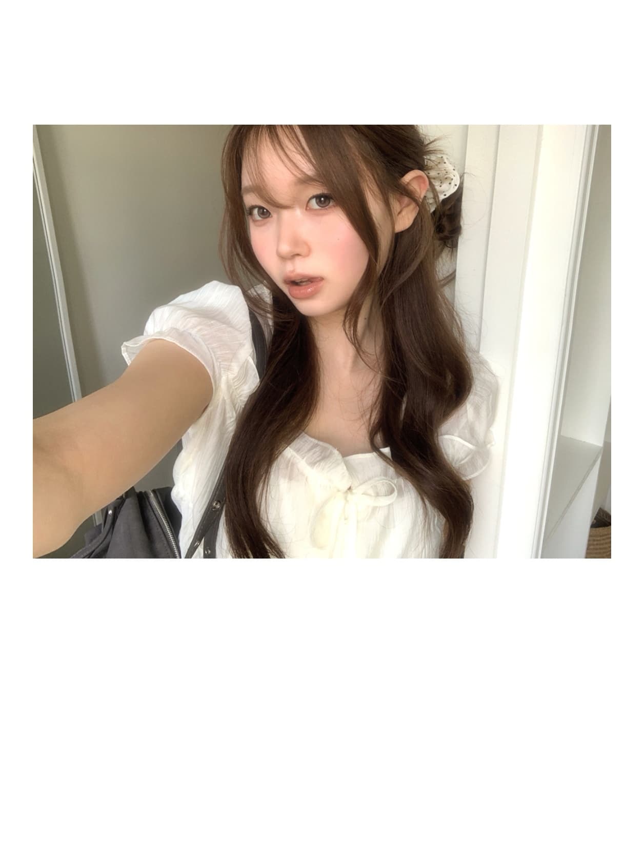 한 부서 작은 대중 프릴 반팔 여성 셔츠 싱글 줄 버튼 스트랩 여름 달콤함 짧은 맨위 상세 이미지 9