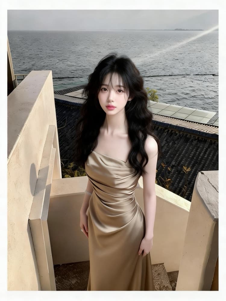 실사 참여 예복 고급 빛 럭셔리 작은 대중 연회 토스트 서비스 신부 슬립 주름 새틴 드레스 상세 이미지 11