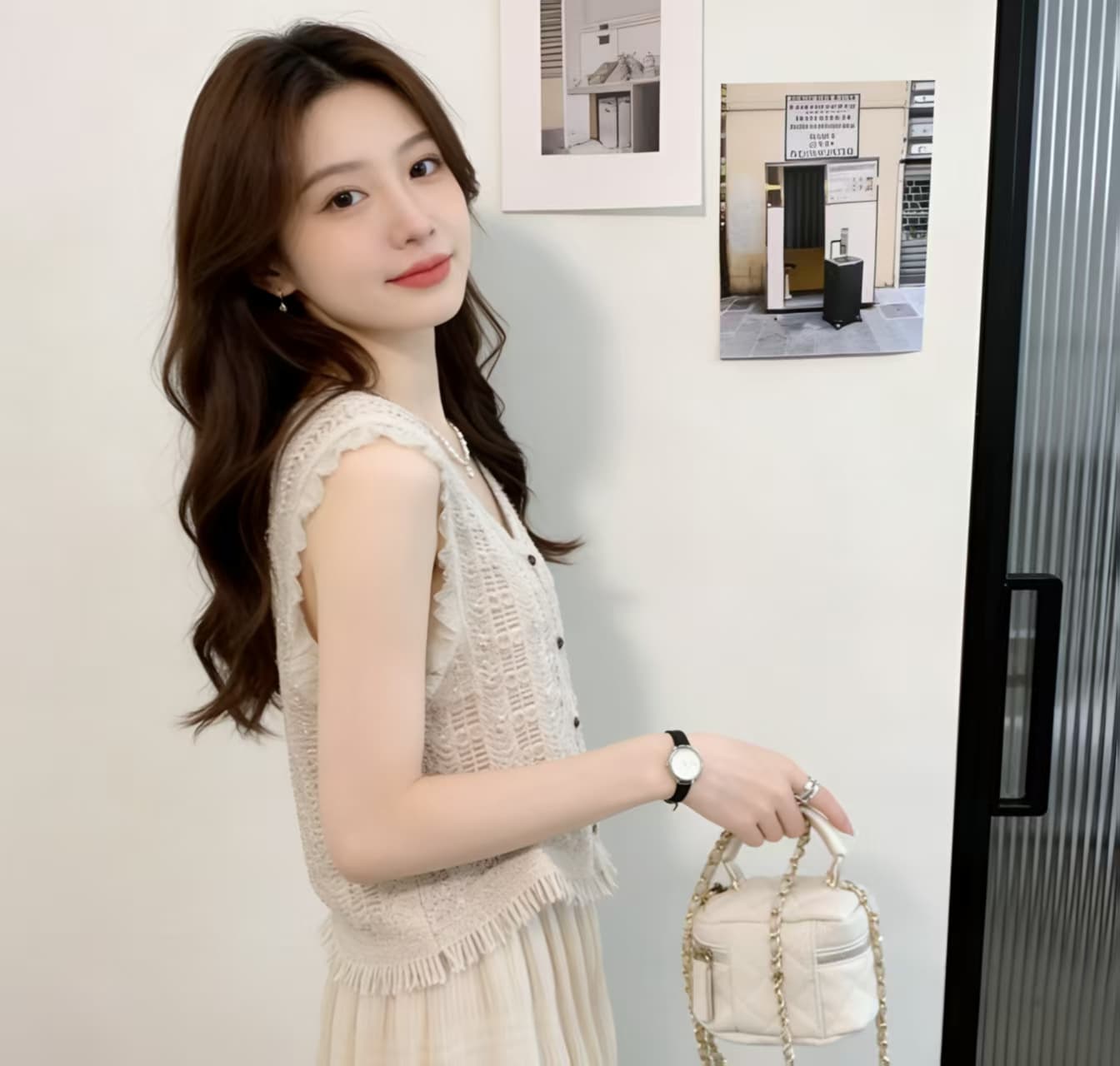 여름 새로운 자수 홀로우 아웃 무거운 작업 구슬 조각 자수 레이스 베스트 다용도 이미지 3