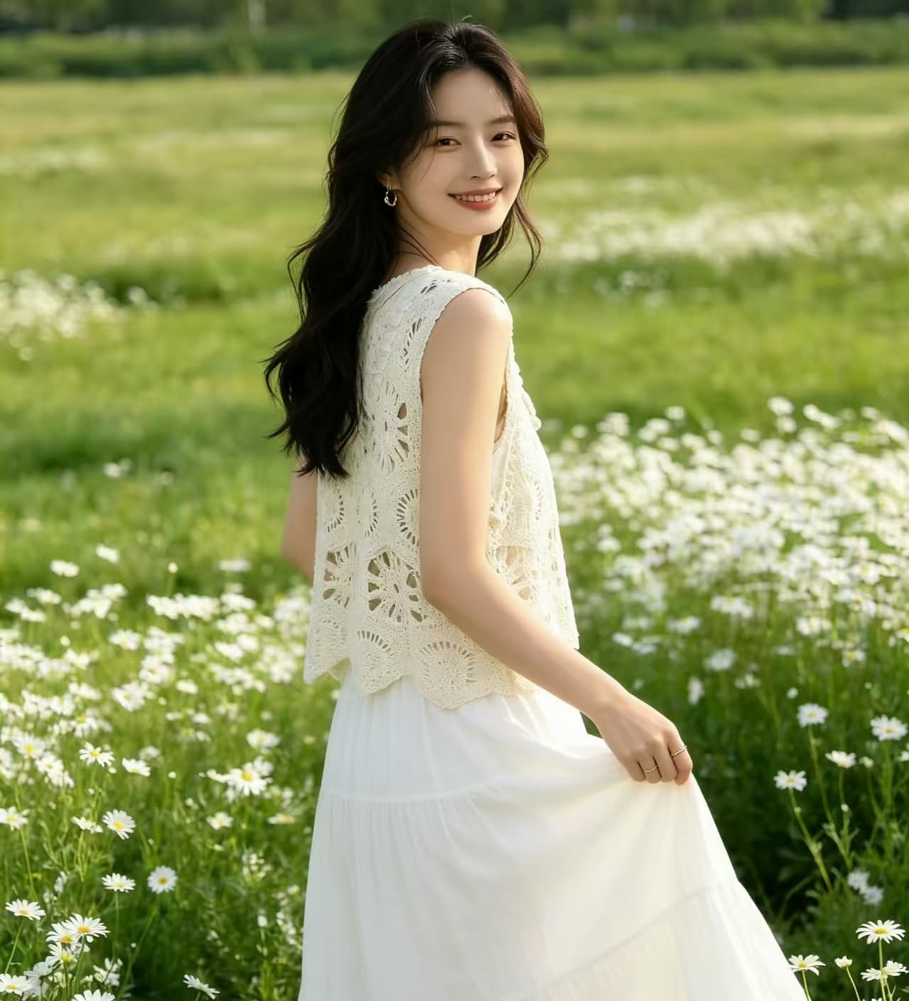 자수 홀로우 아웃 니트 베스트 조끼 여성 여름 외부 가져 가라. 새로운 보헤미안 루즈핏 슬립 맨위 민소매 블라우스 상세 이미지 2