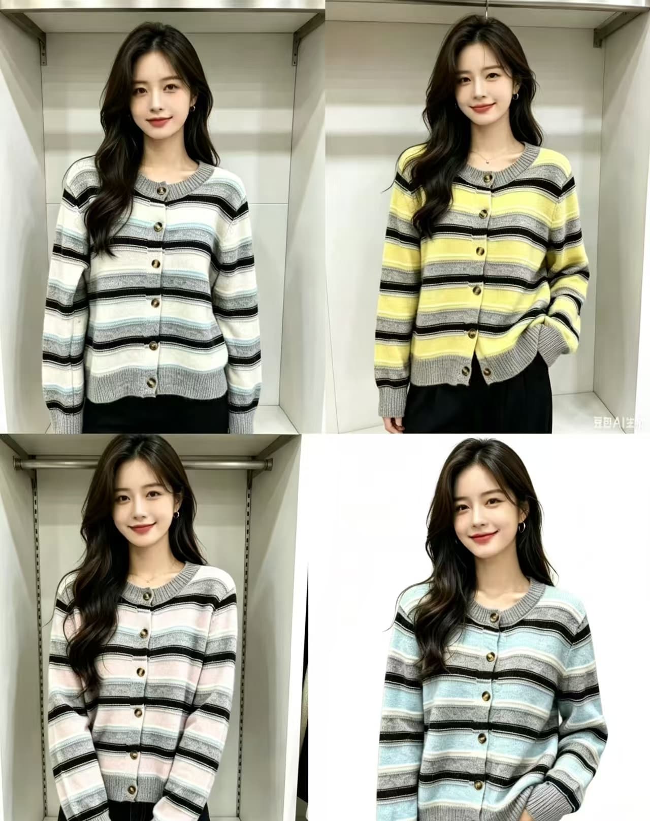 출퇴근 미니멀리즘 싱글 줄 버튼 와이드 부드러운 찹쌀 다용도 니트 오픈 가디건 여성 가을 섹션 후드 긴팔 다용도 맨위 트렌디 이미지 4