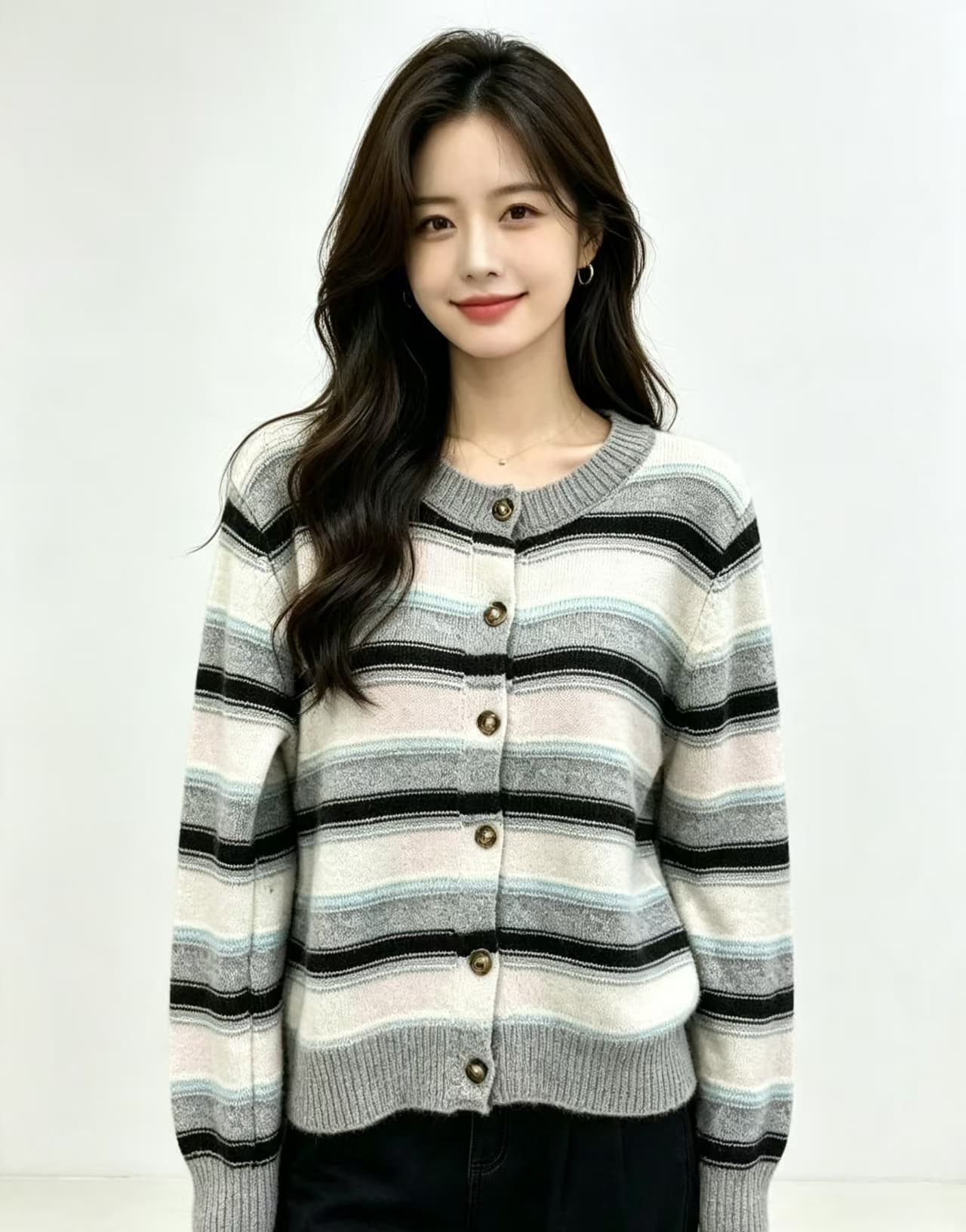 출퇴근 미니멀리즘 싱글 줄 버튼 와이드 부드러운 찹쌀 다용도 니트 오픈 가디건 여성 가을 섹션 후드 긴팔 다용도 맨위 트렌디 상세 이미지 3