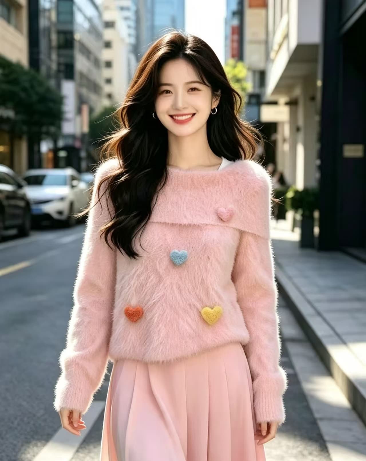 한 부서 부드러운 바람 부드러운 찹쌀 3 차원 색상 털 공 스웨터 여자 가을 겨울 느긋한 바람 루즈핏 슬림해 보이는 다용도 니트 스웨터