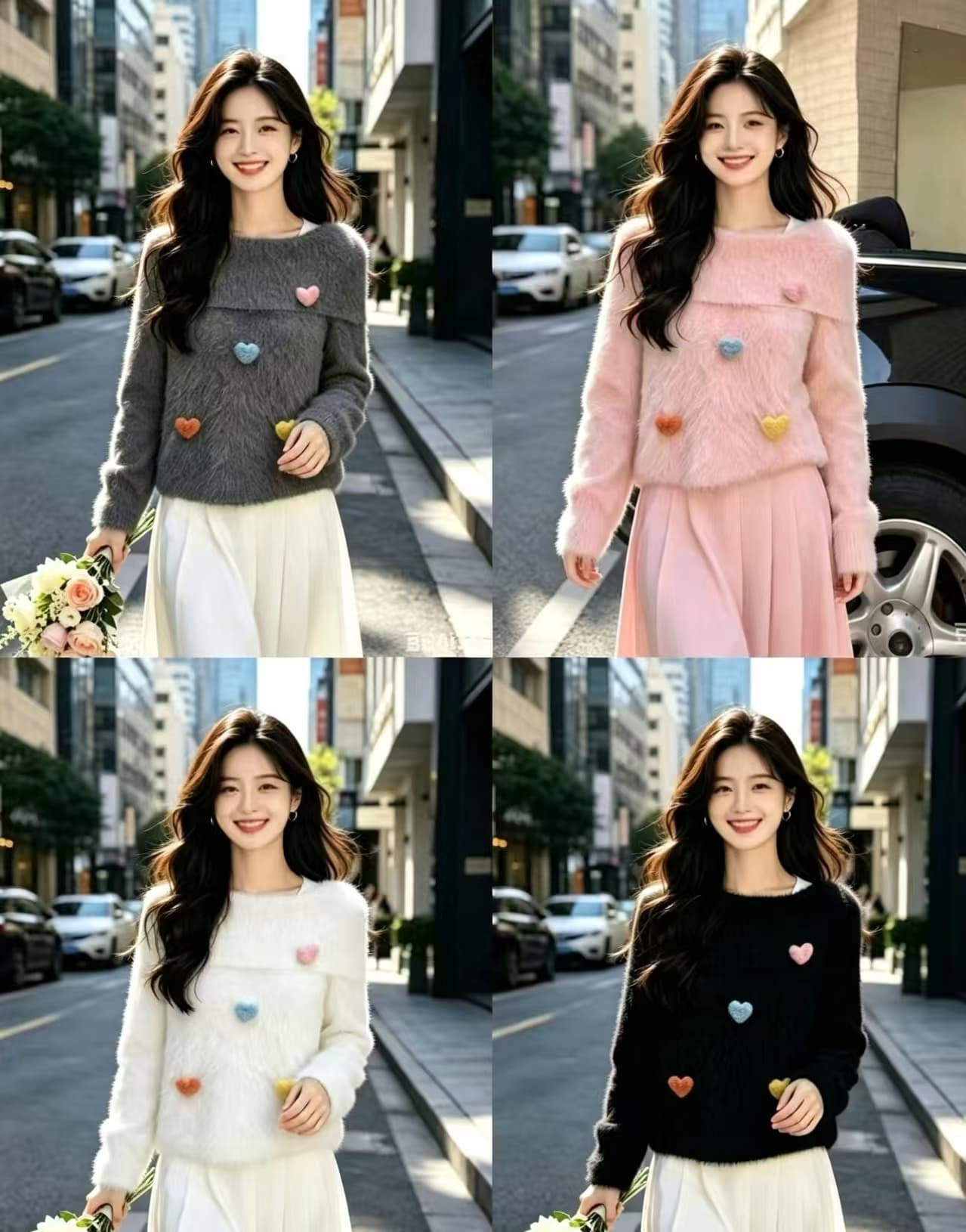 한 부서 부드러운 바람 부드러운 찹쌀 3 차원 색상 털 공 스웨터 여자 가을 겨울 느긋한 바람 루즈핏 슬림해 보이는 다용도 니트 스웨터 상세 이미지 5