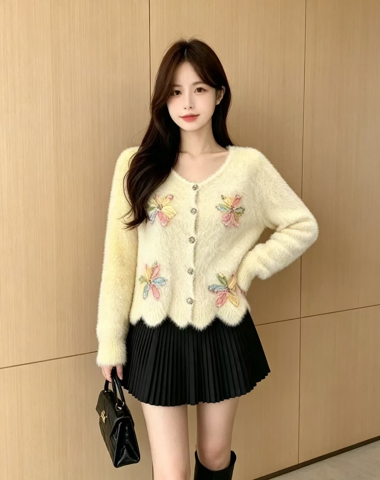 유럽 상품 무거운 작업 3 차원 꽃 니트 스웨터 오픈 가디건 스웨터 여자 2026 가을 겨울 새로운 재킷 맨위 인사이드 가져 가라. 만나는