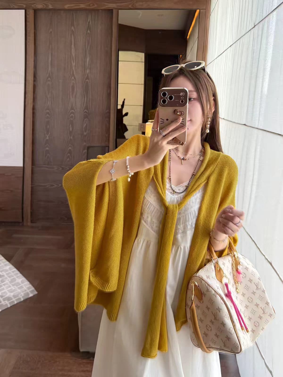 프랑스식 리본 단추 망토 숄 맨위 작은 대중 니트 오픈 가디건 세련된 외부 가져 가라. 캐주얼 바람 스웨터 여성 코트 상세 이미지 5