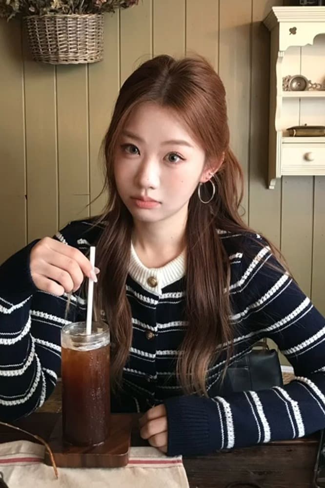 작은 샤넬 스타일 스트라이프 니트 오픈 가디건 맨위 여성 2026 겨울 새로운 한 부서 라운드 넥 두꺼운 스웨터 코트 여성 의류 이미지 2
