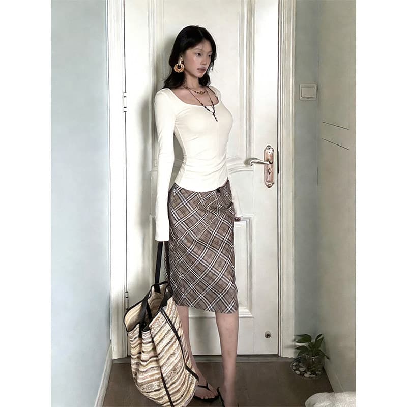 사람들 면 260 그램 u 칼라 문 襟 숨겨진 당겨서 몸매 가꾸기 긴팔 티셔츠 여성 이른 봄 핫걸 바람 인사이드 가져 가라. 긍정적 인 어깨 만나는 맨위 상세 이미지 10