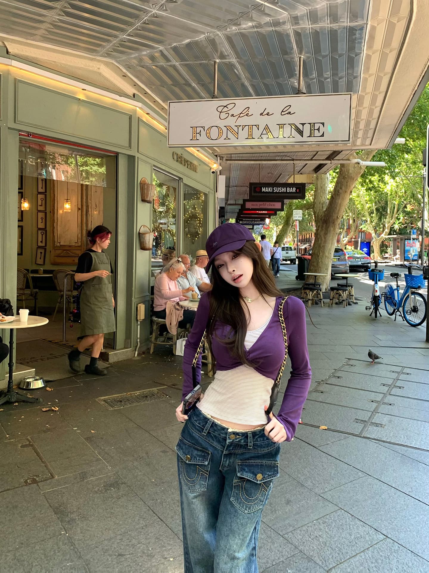 suuuicee 낭만주의 바 서울 남자 페이크 레이어드 비틀림 디자인 센스 스트라이프 긴팔 티셔츠 배색 니트 맨위 이미지 5