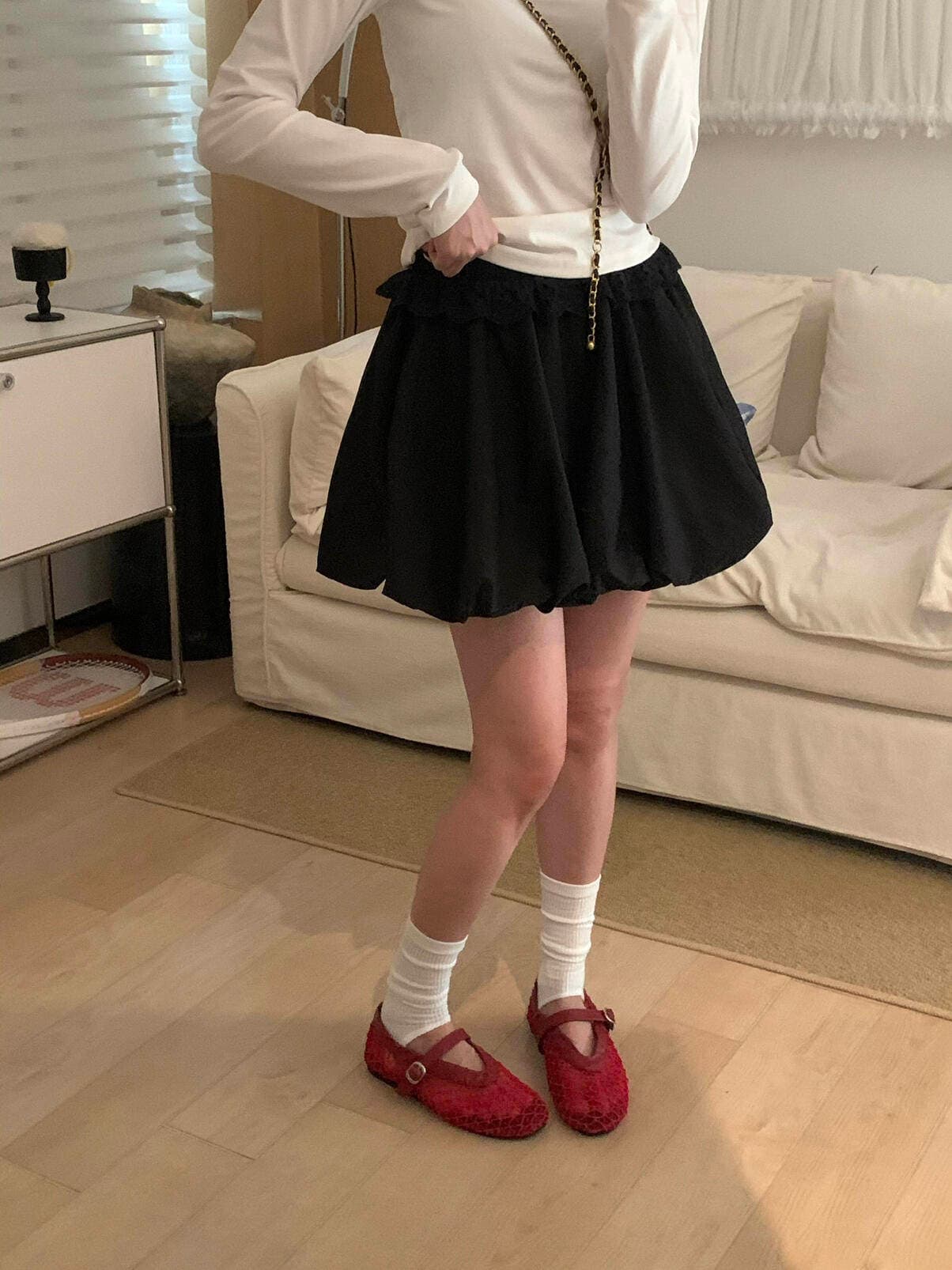 여가 하이웨이스트 미니 스커트 여성 여름 한 부서 신선함 레이스 치마 머리 작은 대중 허리밴드 꽃밭 반신 스커트 여성 상세 이미지 9