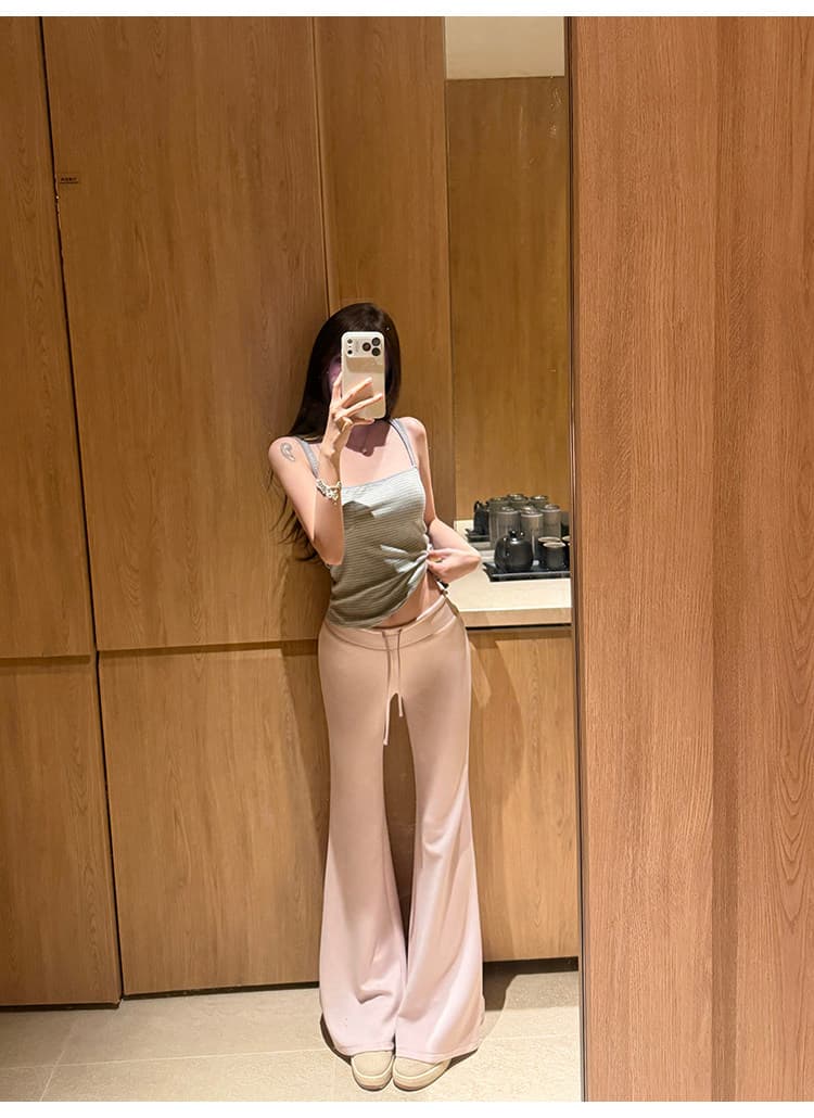 suuuicee 화 초점 높음 비전 수준 스트라이프 몸매 가꾸기 와이드 어깨끈 캐미솔 캐주얼 맨위 상세 이미지 11