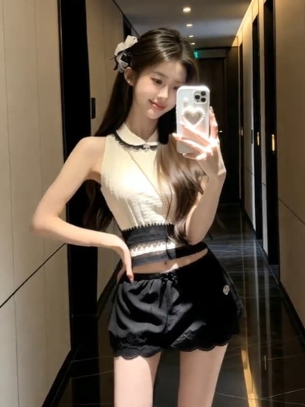 프랑스식 품격 베이비 칼라 핫걸 레이스 니트 조끼 여성 의류 2026 여름 새로운 작은 샤넬 스타일 아름다운 맨위 이미지 4