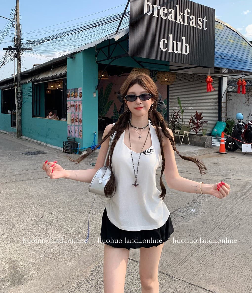 huohuo 수퍼 모델 슬립 린 Na 리안 같은 단락 2026 봄 여름 새로운 여성 프로 피부 루즈핏 행침 목 백리스 슬립