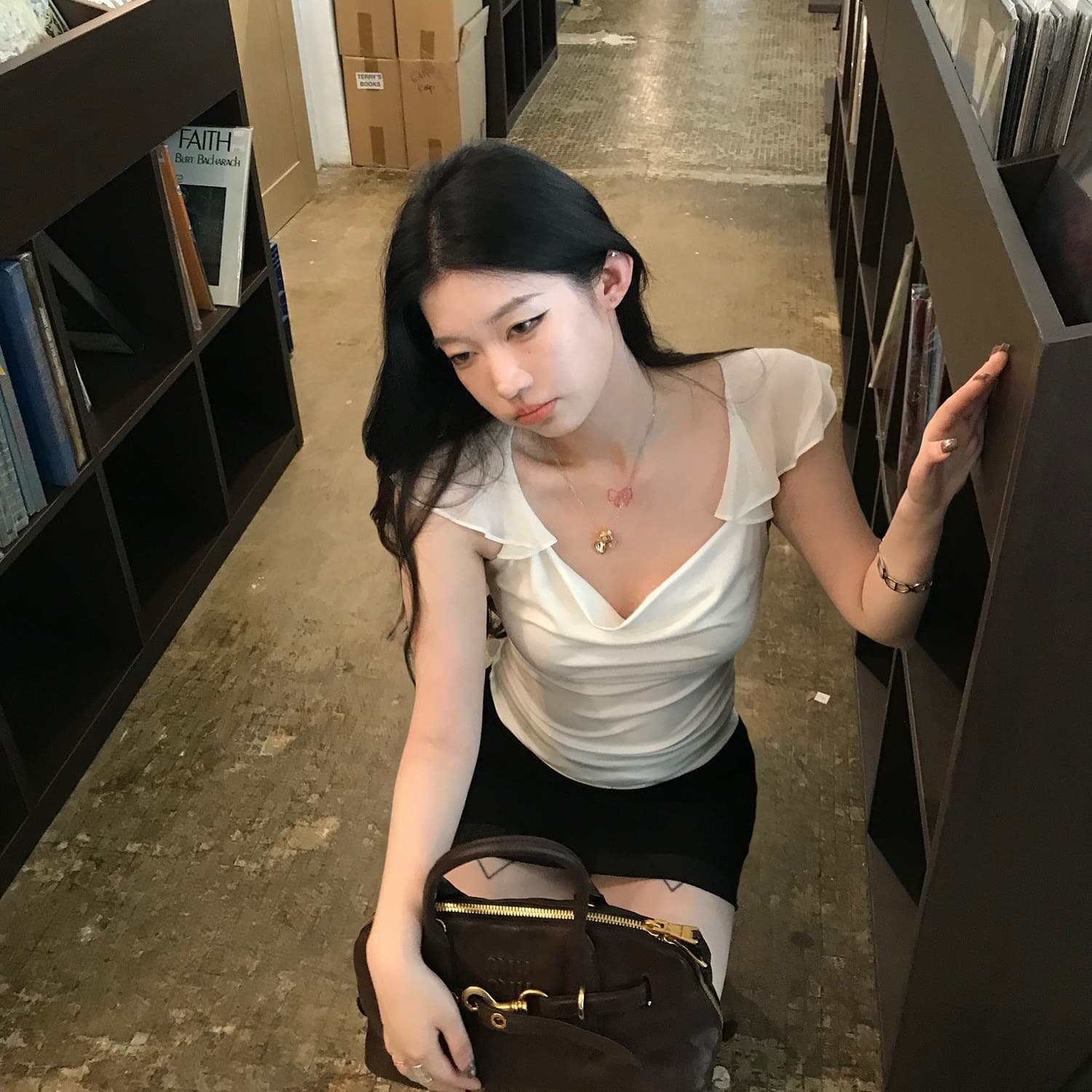 sheepland 빛 산소 프라임 연 t 주간 실크 흔들다 칼라 반팔 티셔츠 여성 여름 허리 수축 디스플레이 얇고 작은 날다 소매 맨위 상세 이미지 7