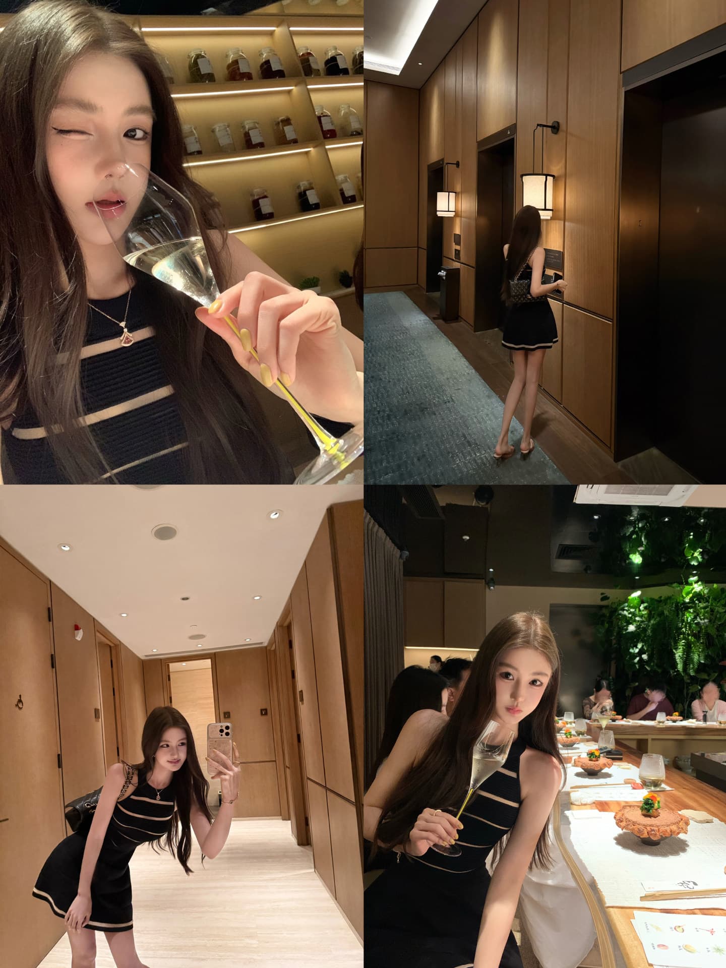 okmashop 장 원 영어 같은 단락 민소매 여성 드레스 여름 고급 센스 품격 홀로우 아웃 허리 수축 치마 이미지 3
