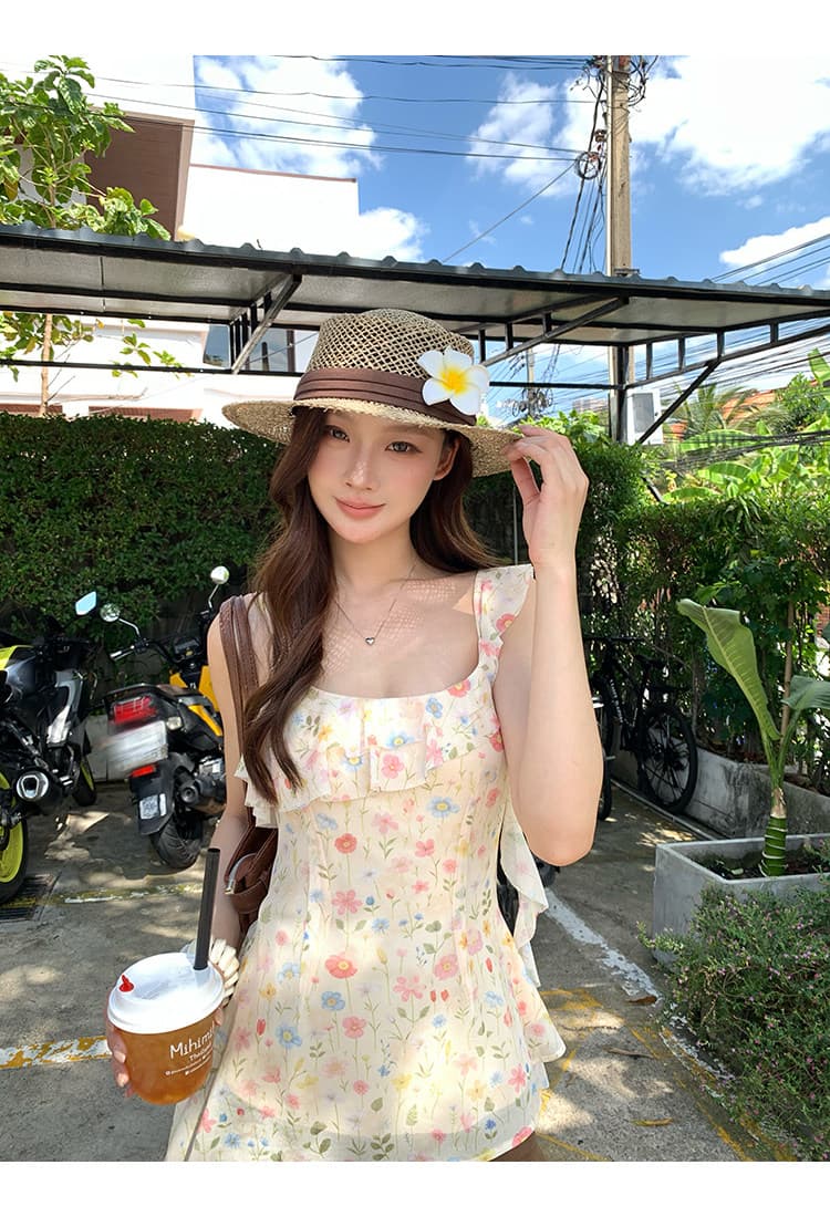레드 맨 파빌리온 캐미솔 여름 외출용 2026 슈퍼 화재 연령 감소 황색 프랑스식 디자인 센스 꽃무늬 민소매 맨위 상세 이미지 15