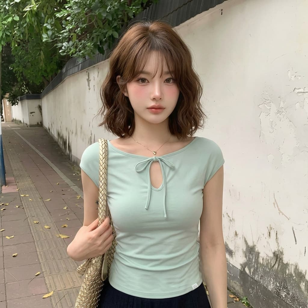 아메리칸 레트로 홀로우 아웃 레이스업 반팔 티셔츠 여성 2026 여름 캐주얼 쇼트 스타일 몸매 가꾸기 슬림해 보이는 허리 수축 핫걸 맨위 이미지 6