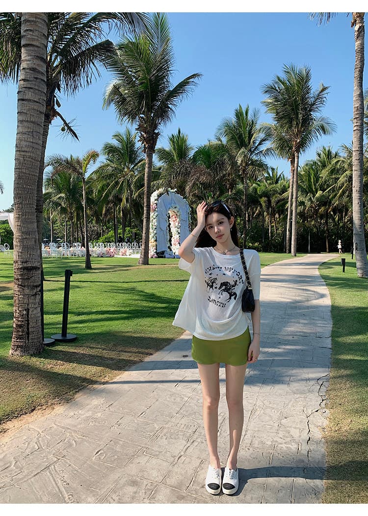 치우 고기 야오 빛 팬 사랑 안개 얼굴 단조 센스 다용도 mini 치마바지 여성 여름 로우 웨이스트 슬림해 보이는 미니멀리즘 미니 스커트 상세 이미지 48