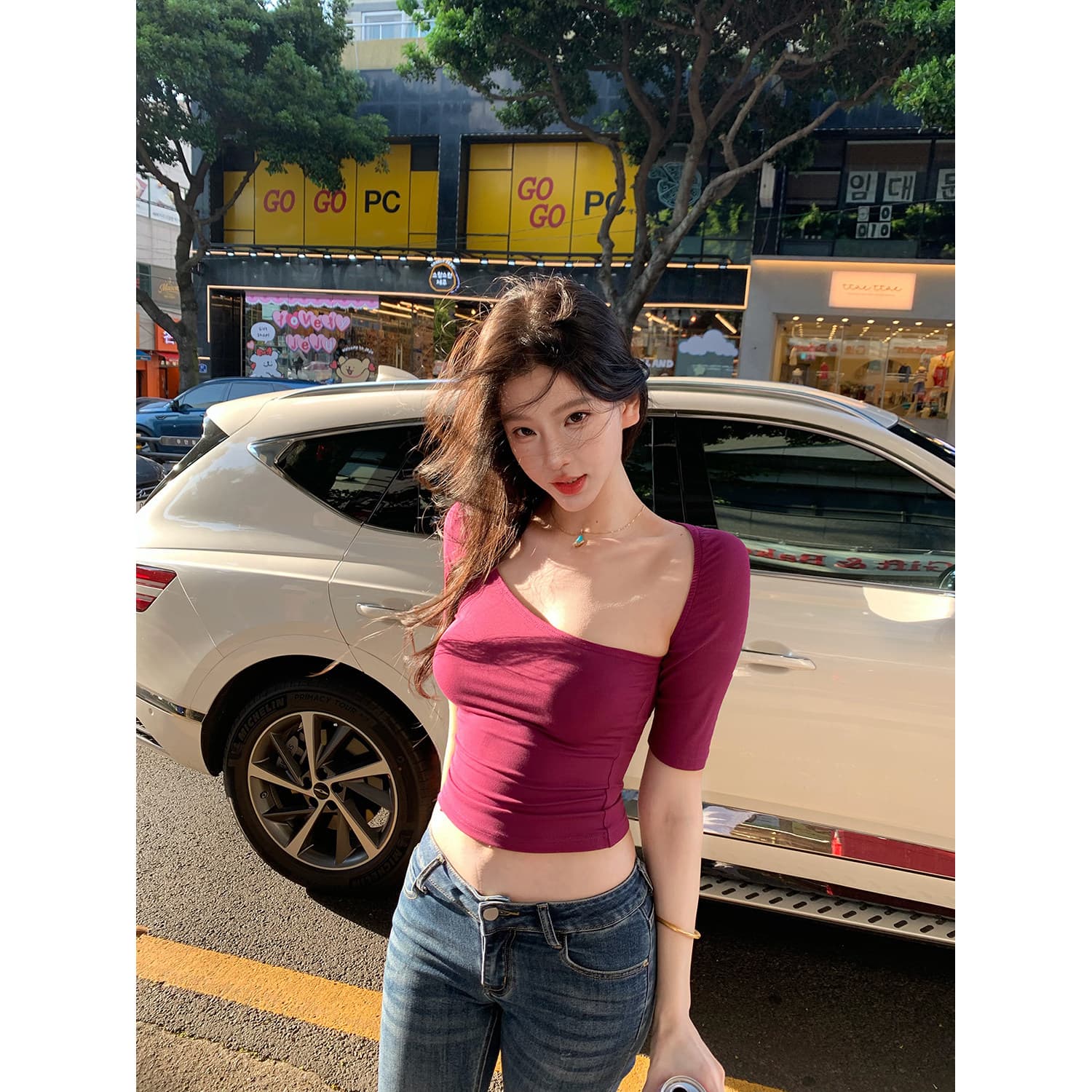 fart shop 해체 경계 라이 경기 서울 불규칙 칼라 몸매 가꾸기 티셔츠 여성 봄 여름 쇼트 스타일 맨위 이미지 3