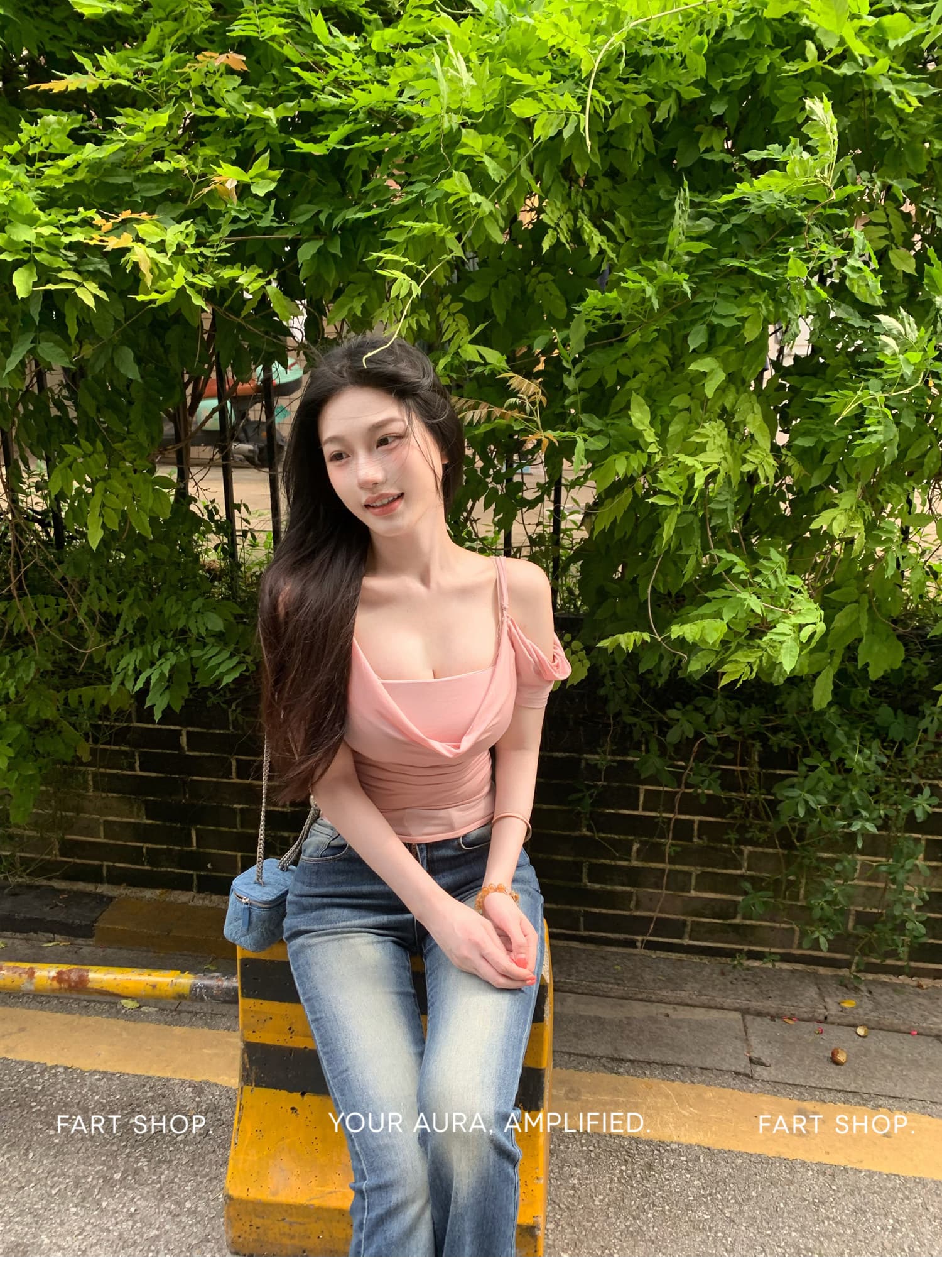 fart shop 우울한 작약 라이 경기 서울 흔들다 칼라 몸매 가꾸기 조끼 티셔츠 두 조각 여성 세트 봄 여름 맨위 상세 이미지 5