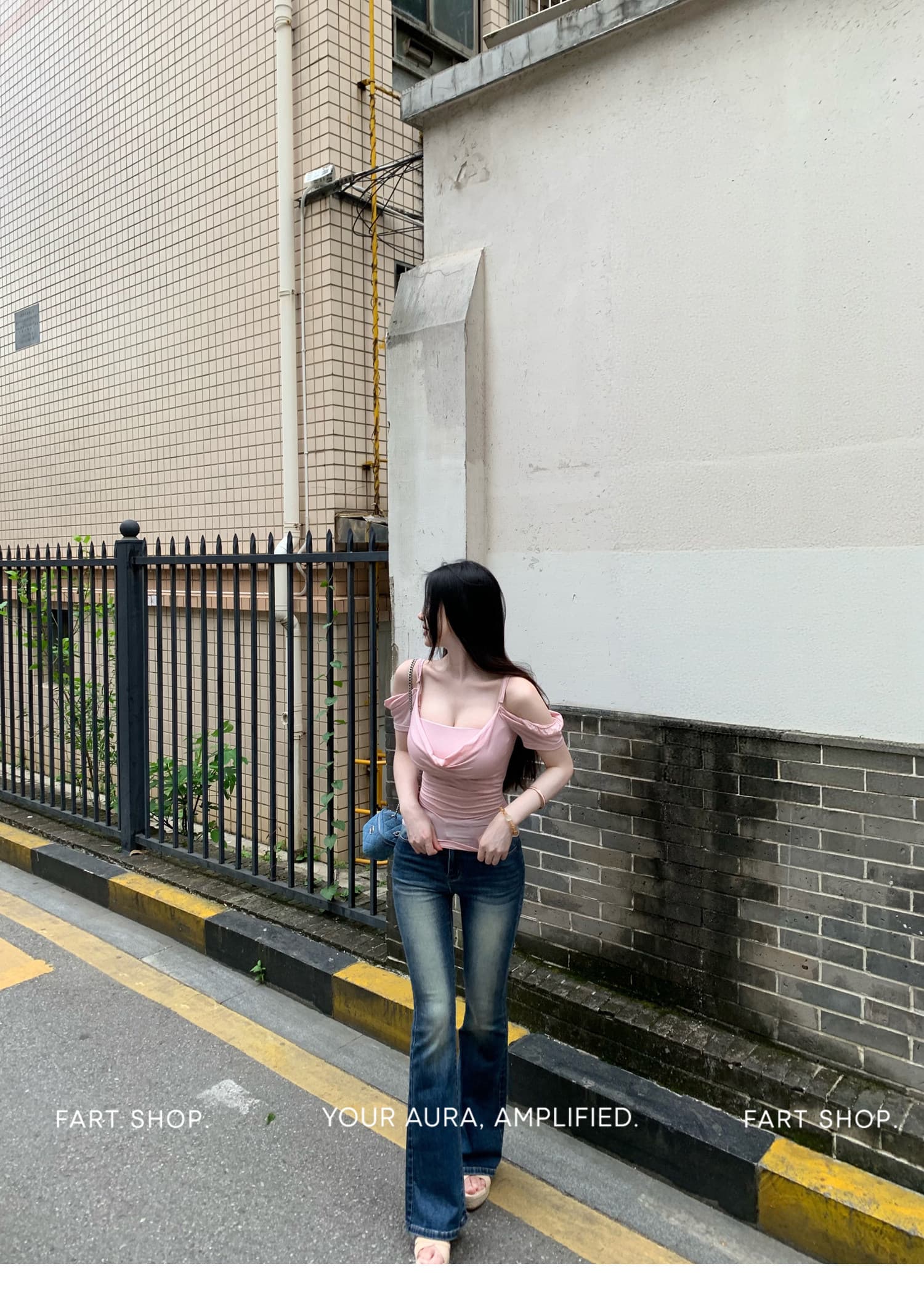 fart shop 우울한 작약 라이 경기 서울 흔들다 칼라 몸매 가꾸기 조끼 티셔츠 두 조각 여성 세트 봄 여름 맨위 상세 이미지 7