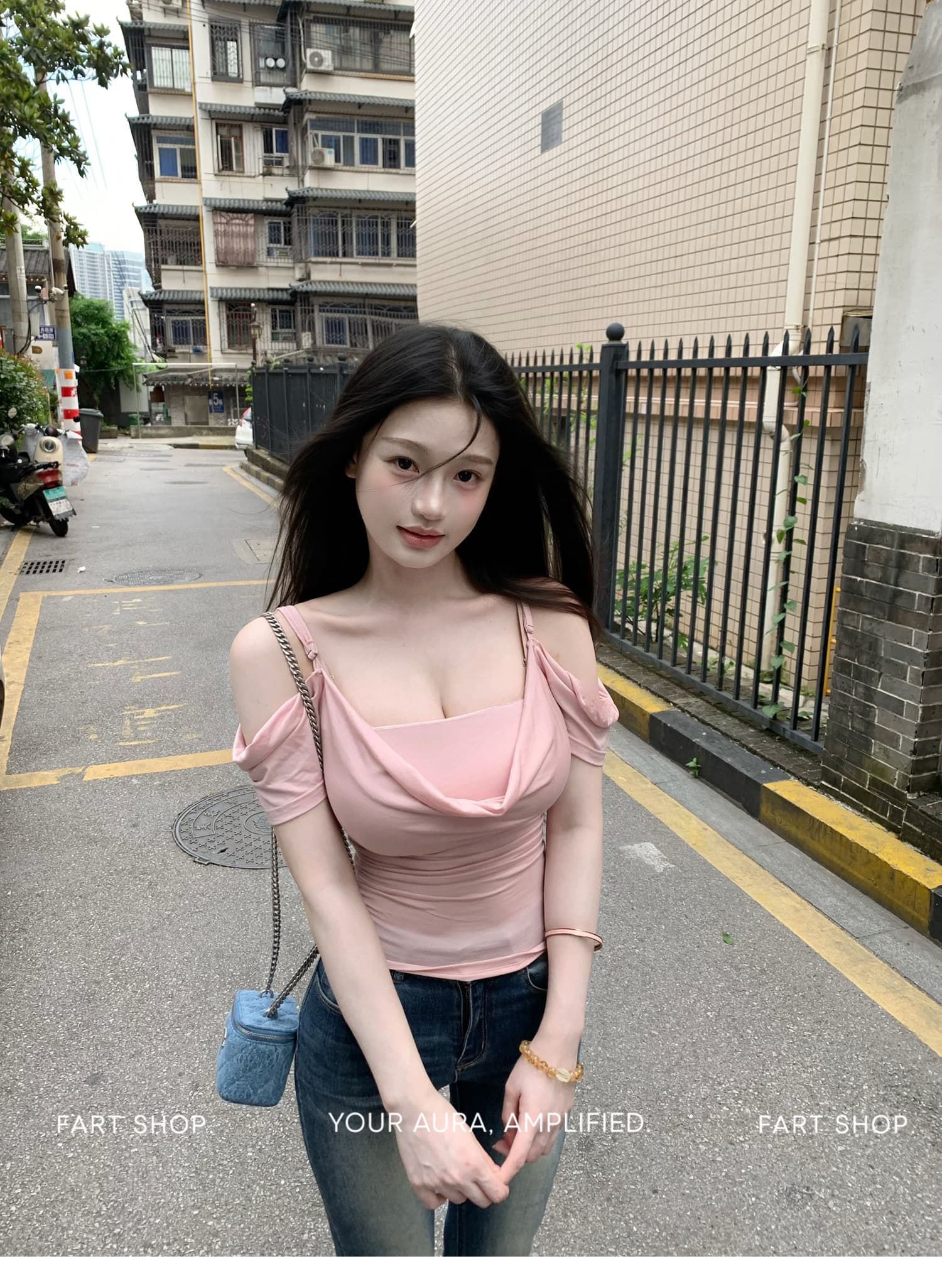 fart shop 우울한 작약 라이 경기 서울 흔들다 칼라 몸매 가꾸기 조끼 티셔츠 두 조각 여성 세트 봄 여름 맨위 상세 이미지 10