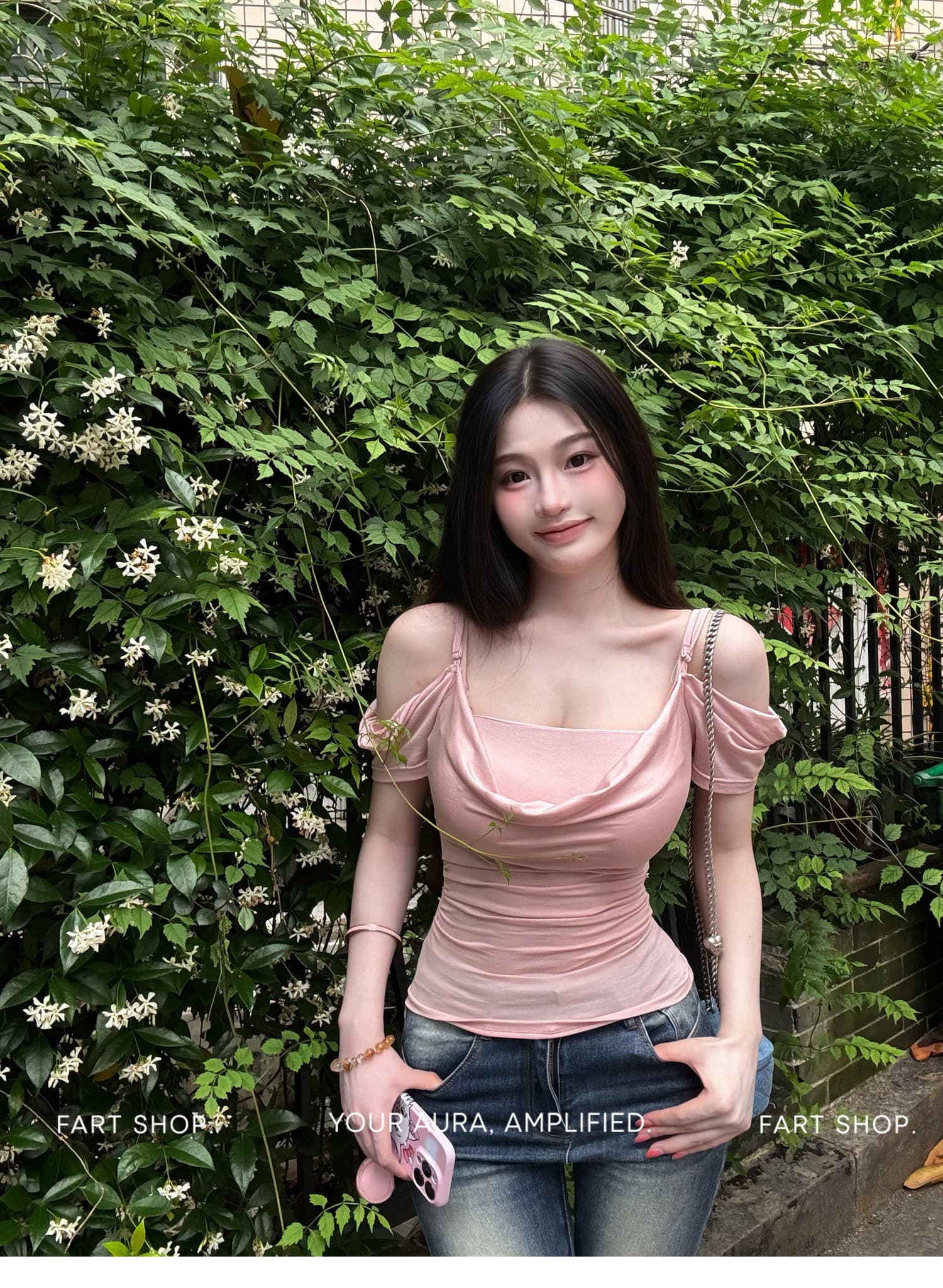 fart shop 우울한 작약 라이 경기 서울 흔들다 칼라 몸매 가꾸기 조끼 티셔츠 두 조각 여성 세트 봄 여름 맨위 상세 이미지 12