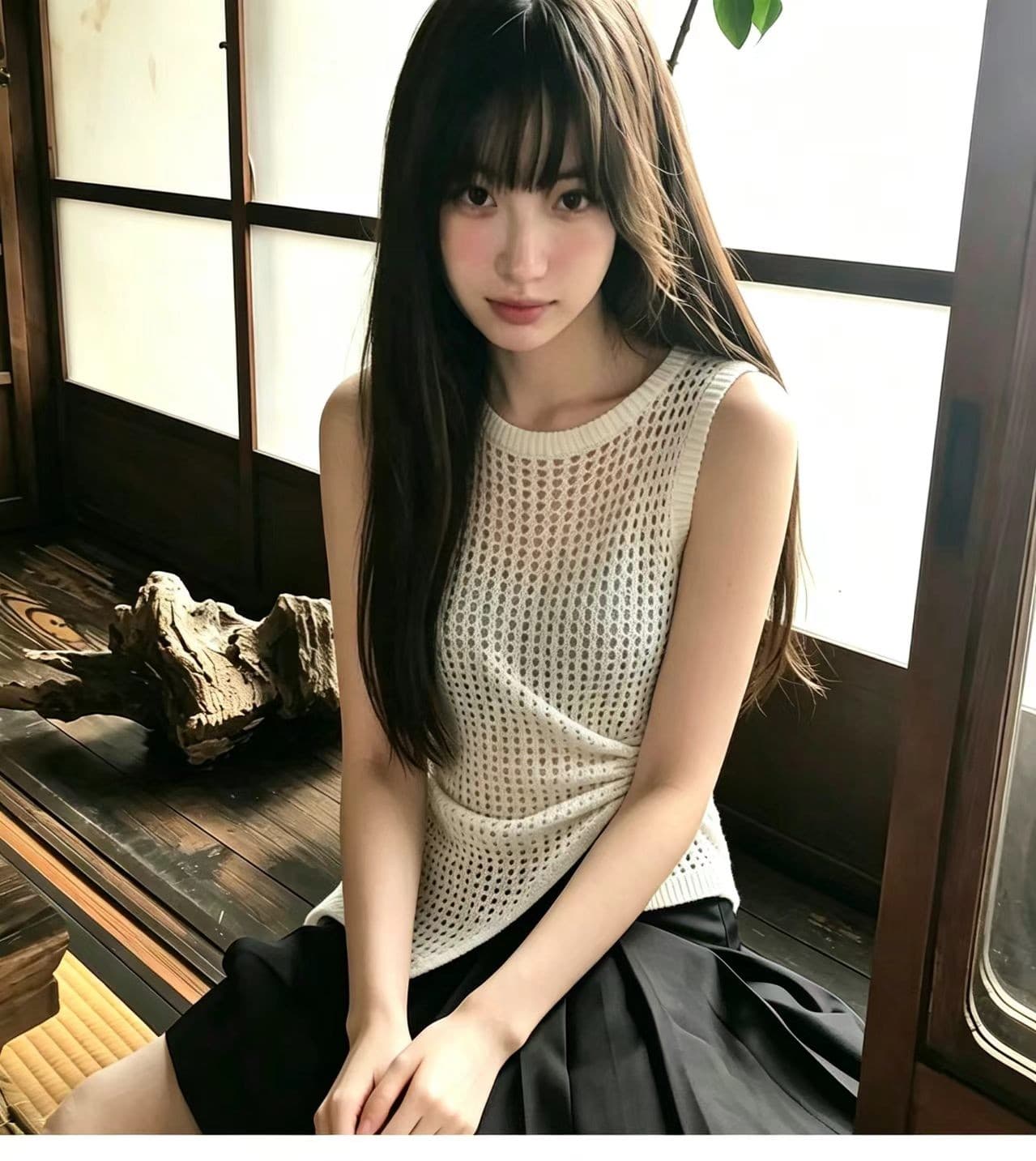 실사 고급 센스 라운드 넥 홀로우 아웃 민소매 조끼 여성 2026 새로운 여름 특별 아름다운 꼬집기 허리 니트 맨위 상세 이미지 7