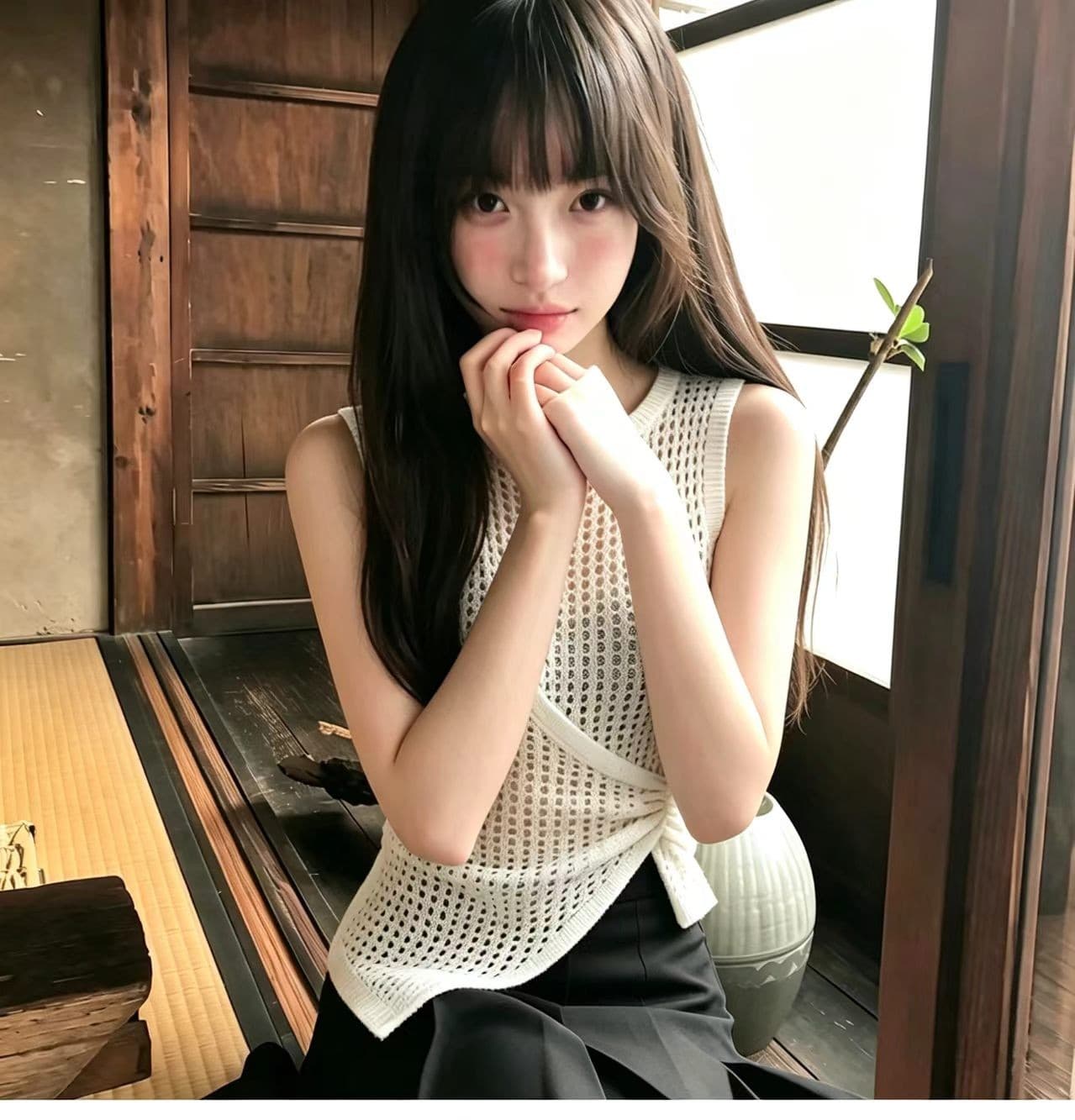 실사 고급 센스 라운드 넥 홀로우 아웃 민소매 조끼 여성 2026 새로운 여름 특별 아름다운 꼬집기 허리 니트 맨위 상세 이미지 8
