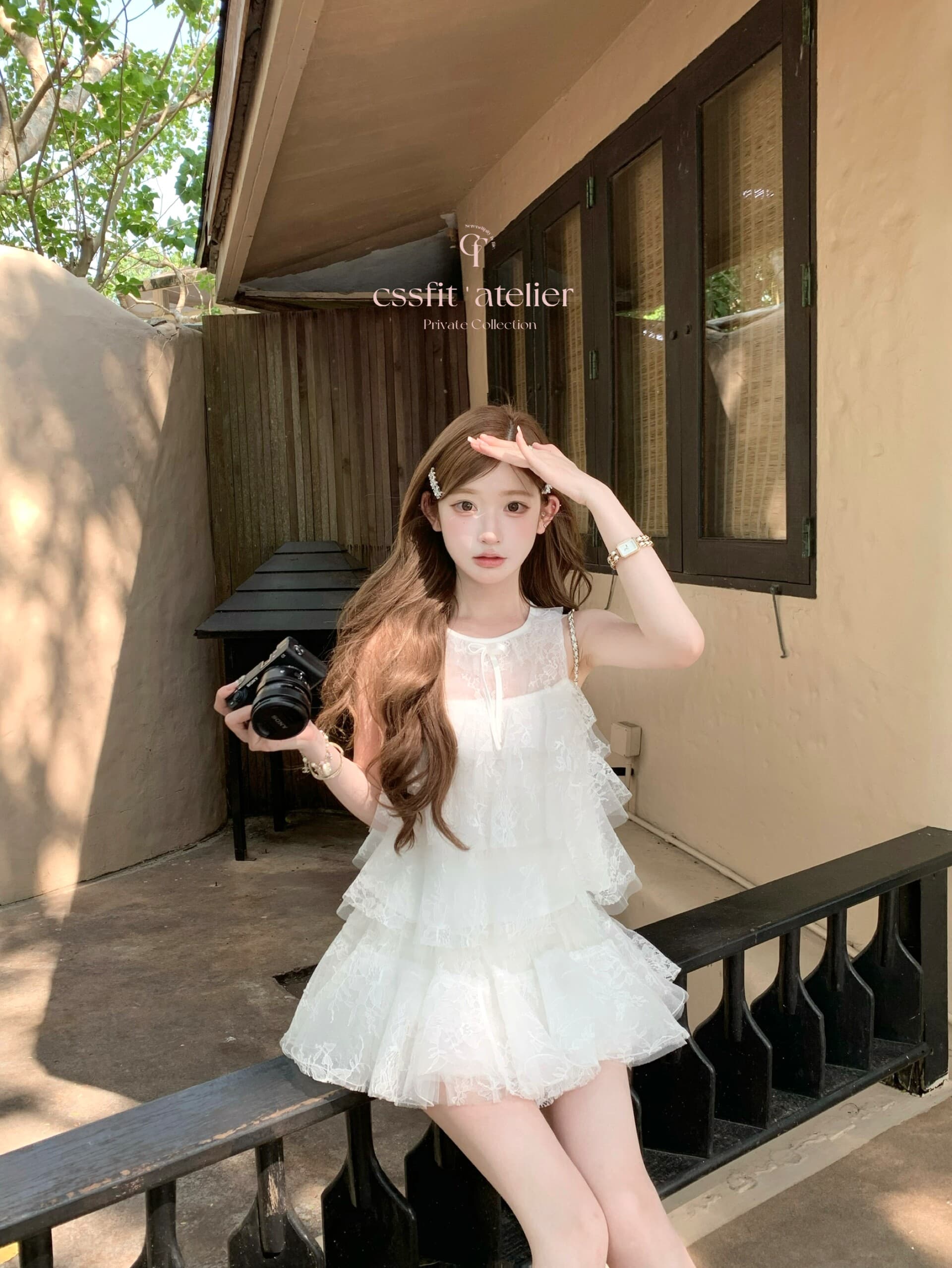 늦게 우산 우산 26 ss 시칠리아 아몬드 jor a 망사 자수 민소매 맨위 퍼프 미니 스커트 세트 상세 이미지 18