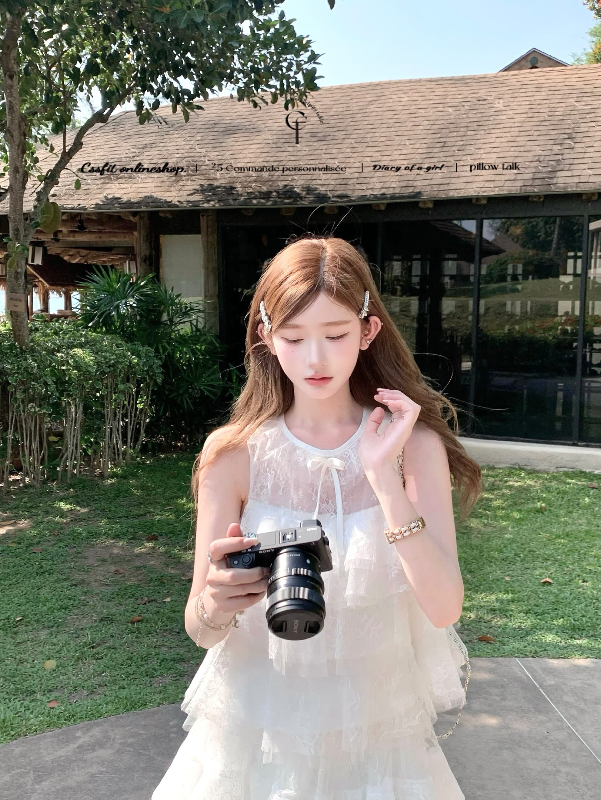늦게 우산 우산 26 ss 시칠리아 아몬드 jor a 망사 자수 민소매 맨위 퍼프 미니 스커트 세트 상세 이미지 23