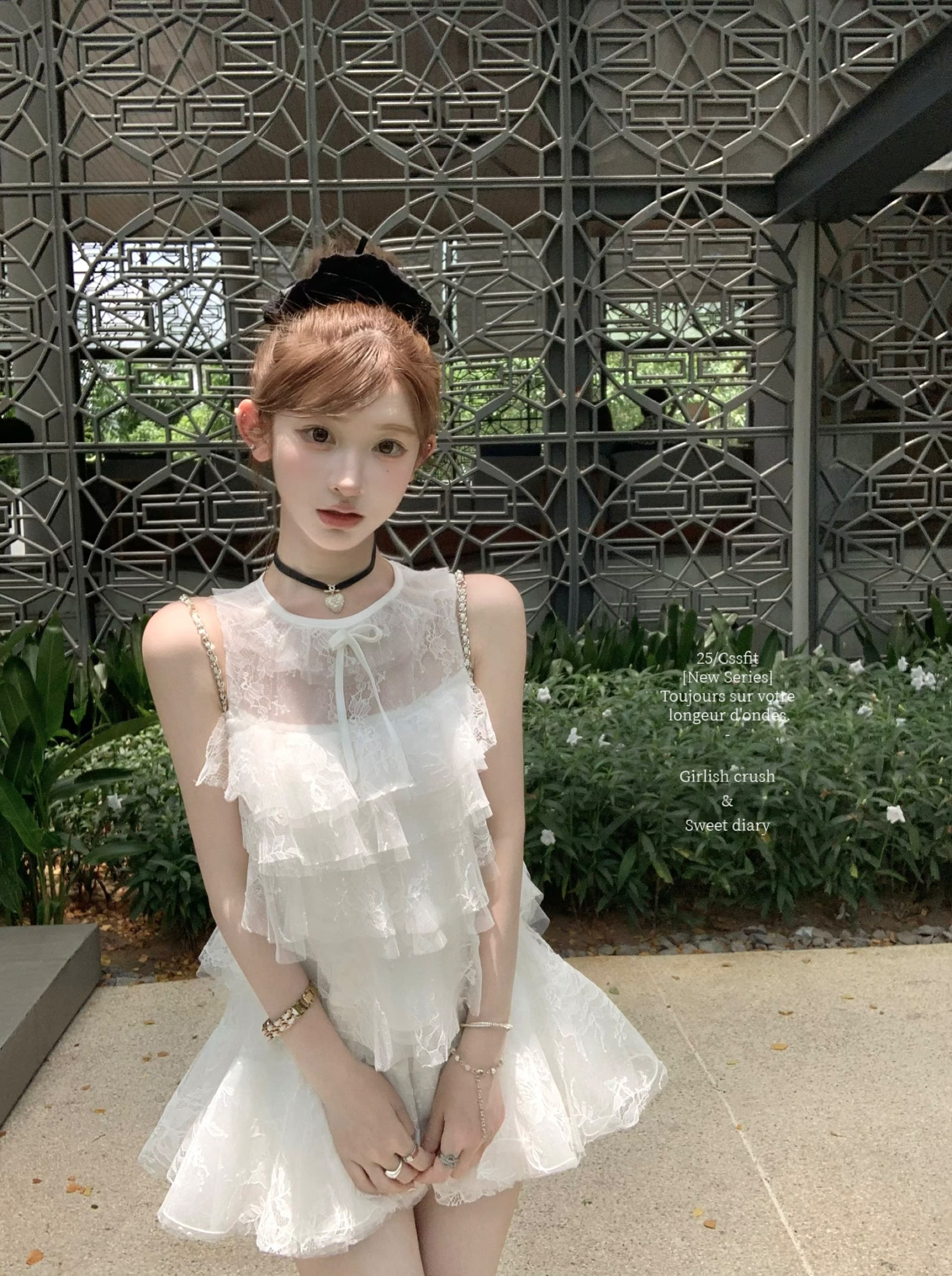 늦게 우산 우산 26 ss 시칠리아 아몬드 jor a 망사 자수 민소매 맨위 퍼프 미니 스커트 세트 상세 이미지 28